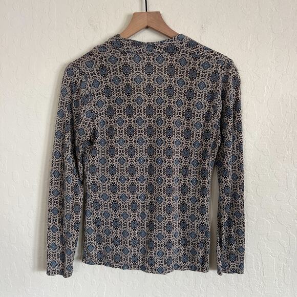 Vintage Y2K Ann Taylor Stretch Jersey Knit Long Sleeve Babydoll Top Medium Brown - Picture 5 of 5